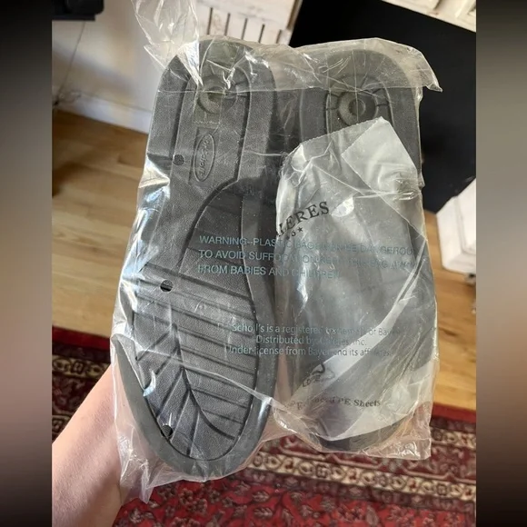 DR. SCHOLL’S Black NEW Double Air-Pillo Insoles Leather EZ Strap Slip On Sz 9 - Picture 4 of 5